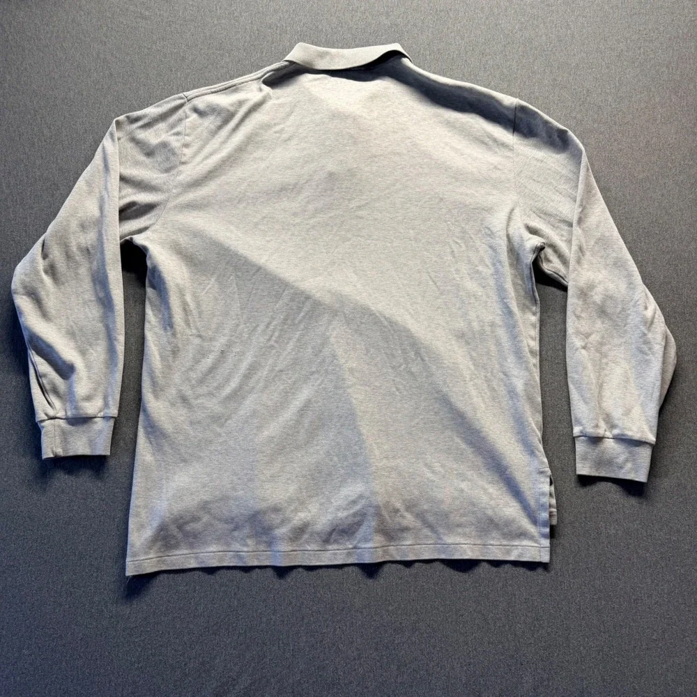Polo Ralph Lauren Mens Large Long Sleeve Heather Grey Pony Logo Polo Shirt L